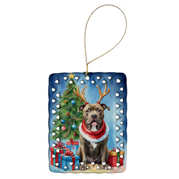Pit Bull Terrier Christmas Reindeer Porcelain Ornament DAC7837 product image at NuMercy