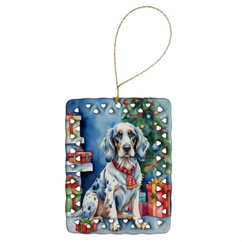English Setter Christmas Reindeer Porcelain Ornament product image at NuMercy