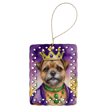 Border Terrier King of Mardi Gras Porcelain Christmas Ornament product image at NuMercy
