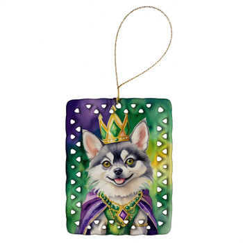 Alaskan Klee Kai King of Mardi Gras Porcelain Christmas Ornament product image at NuMercy