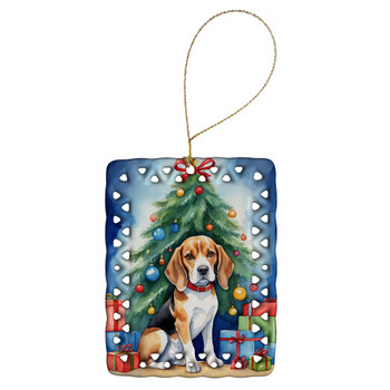 Beagle Christmas Reindeer Porcelain Ornament product image at NuMercy