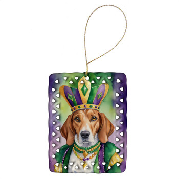 English Foxhound King of Mardi Gras Porcelain Christmas Ornament product image at NuMercy
