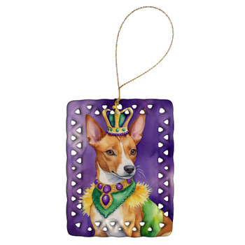 Basenji King of Mardi Gras Porcelain Christmas Ornament DAC4728 product image at NuMercy