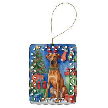 Rhodesian Ridgeback Christmas Reindeer Porcelain Ornament product image at NuMercy