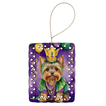 Yorkshire Terrier King of Mardi Gras Porcelain Christmas Ornament DAC4910 product image at NuMercy