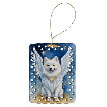 American Eskimo My Angel Porcelain Christmas Ornament product image at NuMercy