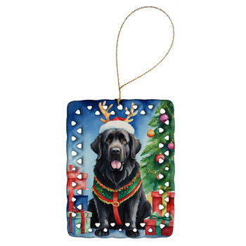 Newfoundland Christmas Reindeer Porcelain Ornament product image at NuMercy