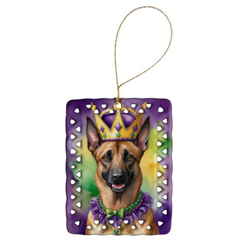 Belgian Malinois King of Mardi Gras Porcelain Christmas Ornament product image at NuMercy