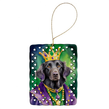 Flat-Coated Retriever King of Mardi Gras Porcelain Christmas Ornament product image at NuMercy
