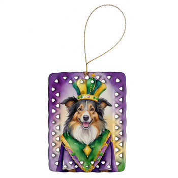 Collie King of Mardi Gras Porcelain Christmas Ornament product image at NuMercy