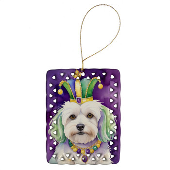 Coton de Tulear King of Mardi Gras Porcelain Christmas Ornament product image at 