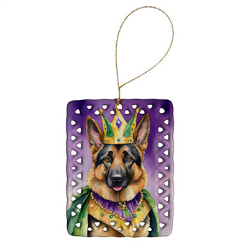 German Shepherd King of Mardi Gras Porcelain Christmas Ornament product image at NuMercy
