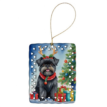 Affenpinscher Christmas Reindeer Porcelain Ornament product image at NuMercy