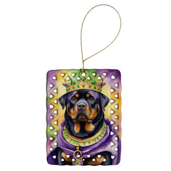 Rottweiler King of Mardi Gras Porcelain Christmas Ornament DAC4872 product image at NuMercy