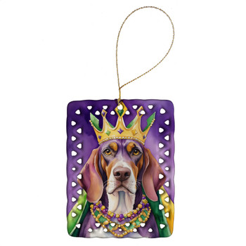 American English Coonhound King of Mardi Gras Porcelain Christmas Ornament product image at NuMercy