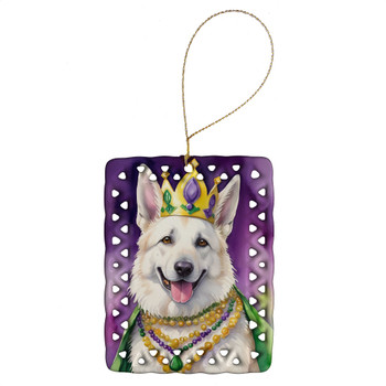 White German Shepherd King of Mardi Gras Porcelain Christmas Ornament product image at NuMercy
