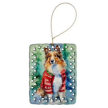 Sheltie Christmas Porcelain Ornament DAC3650 product image at NuMercy