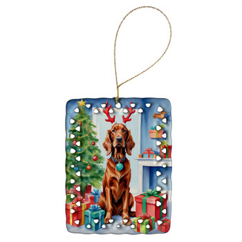 Irish Setter Christmas Reindeer Porcelain Ornament product image at NuMercy