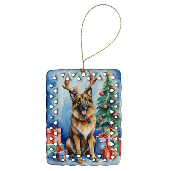 Belgian Tervuren Christmas Reindeer Porcelain Ornament product image at NuMercy