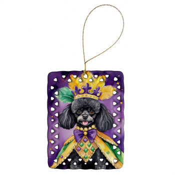 Black Poodle King of Mardi Gras Porcelain Christmas Ornament DAC4856 product image at NuMercy