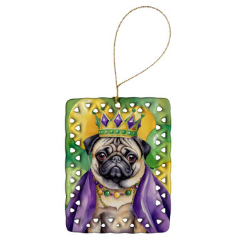 Pug King of Mardi Gras Porcelain Christmas Ornament DAC4864 product image at NuMercy