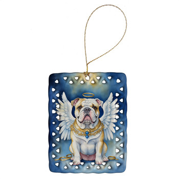 English Bulldog My Angel Porcelain Christmas Ornament product image at NuMercy