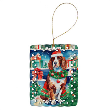 Welsh Springer Spaniel Christmas Porcelain Ornament DAC3681 product image at NuMercy