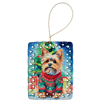 Yorkshire Terrier Yorkie Christmas Porcelain Ornament DAC3697 product image at NuMercy
