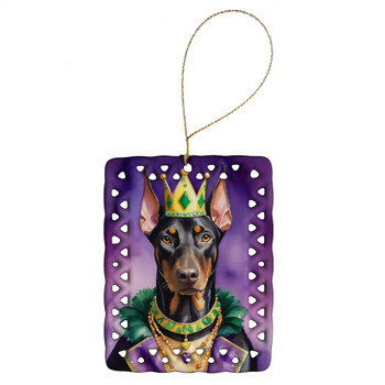 Doberman Pinscher King of Mardi Gras Porcelain Christmas Ornament product image at NuMercy