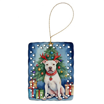 Pit Bull Terrier Christmas Reindeer Porcelain Ornament DAC7838 product image at NuMercy