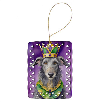 Scottish Deerhound King of Mardi Gras Porcelain Christmas Ornament product image at NuMercy