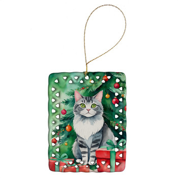 Foldex Exotic Fold Cat By the Christmas Tree Porcelain Ornament product image at NuMercy