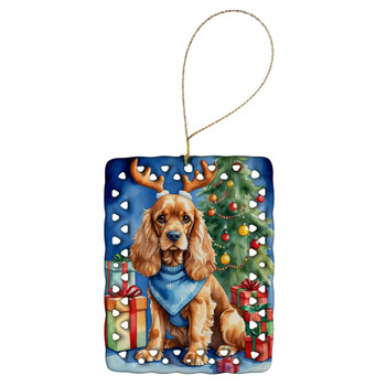 Cocker Spaniel Christmas Reindeer Porcelain Ornament product image at NuMercy
