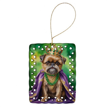 Brussels Griffon King of Mardi Gras Porcelain Christmas Ornament product image at NuMercy