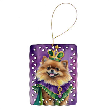 Pomeranian King of Mardi Gras Porcelain Christmas Ornament product image at NuMercy