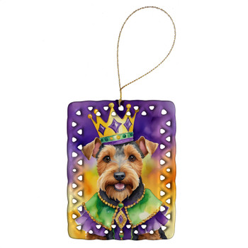 Welsh Terrier King of Mardi Gras Porcelain Christmas Ornament DAC4900 product image at NuMercy