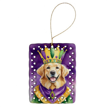 Golden Retriever King of Mardi Gras Porcelain Christmas Ornament product image at NuMercy