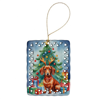 Dachshund Christmas Reindeer Porcelain Ornament product image at NuMercy