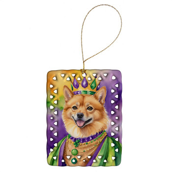 Finnish Spitz King of Mardi Gras Porcelain Christmas Ornament product image at NuMercy