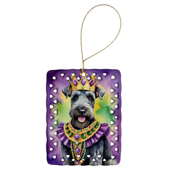 Kerry Blue Terrier King of Mardi Gras Porcelain Christmas Ornament product image at NuMercy