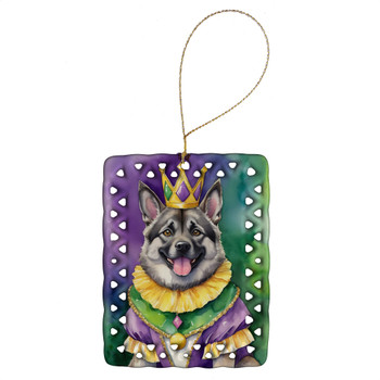 Norwegian Elkhound King of Mardi Gras Porcelain Christmas Ornament product image at NuMercy