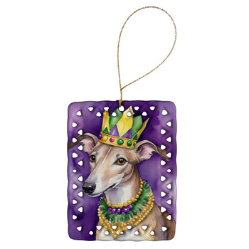 Greyhound King of Mardi Gras Porcelain Christmas Ornament DAC4810 product image at NuMercy