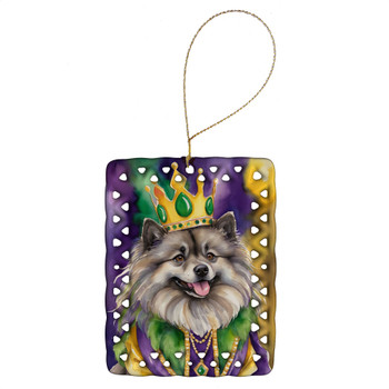 Keeshond King of Mardi Gras Porcelain Christmas Ornament product image at NuMercy