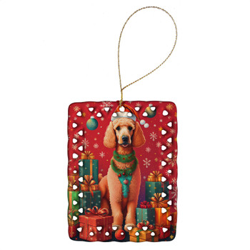 Poodle Holiday Christmas Porcelain Ornament DAC3138 product image at NuMercy