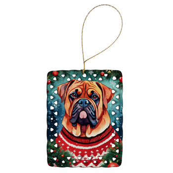 Dogue de Bordeaux Christmas Porcelain Ornament DAC3441 product image at NuMercy