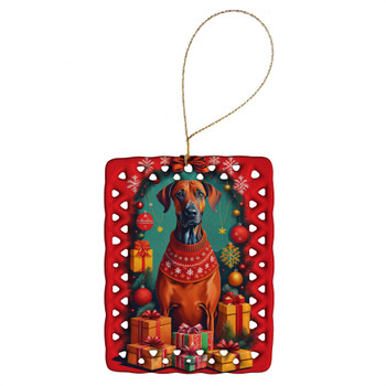 Rhodesian Ridgeback Holiday Christmas Porcelain Ornament product image at NuMercy