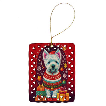 Westie Holiday Christmas Porcelain Ornament product image at NuMercy