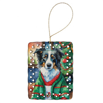 Border Collie Christmas Porcelain Ornament DAC3378 product image at NuMercy