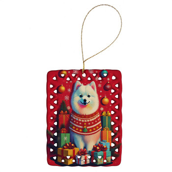 Japanese Spitz Holiday Christmas Porcelain Ornament product image at NuMercy
