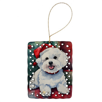Bichon Frise Christmas Porcelain Ornament DAC3370 product image at NuMercy